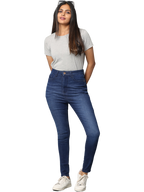 Women's Light Indigo Clean Look Skinny Fit High Rise Jeans