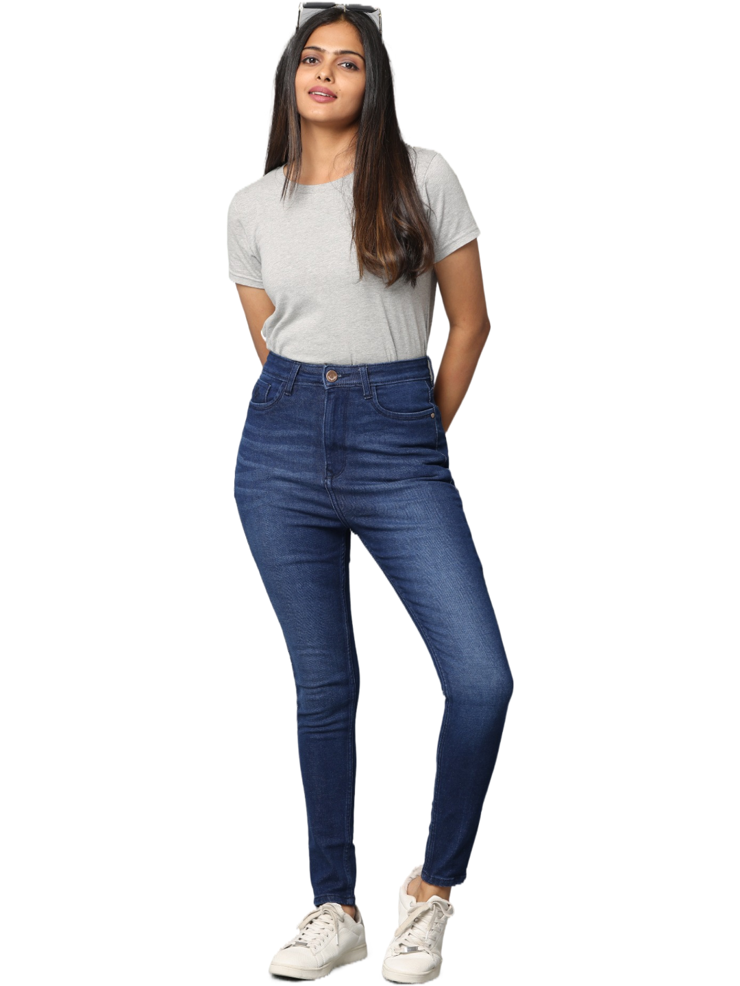 Women's Light Indigo Clean Look Skinny Fit High Rise Jeans