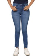 Women's Blue Light Faded Skinny Fit High Rise Jeans
