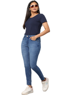Women's Blue Light Faded Skinny Fit High Rise Jeans