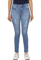 Women's Skinny Jeans, Distressed Denim, Stretch Fit, Blue