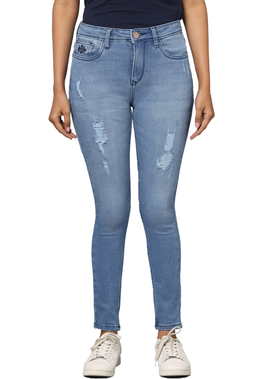 Women's Skinny Jeans, Distressed Denim, Stretch Fit, Blue