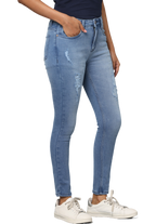 Women's Skinny Jeans, Distressed Denim, Stretch Fit, Blue