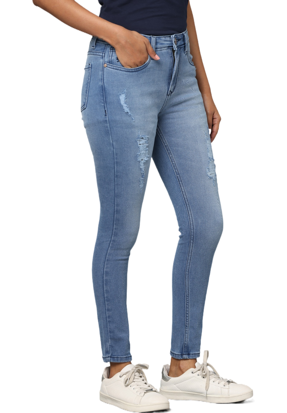 Women's Skinny Jeans, Distressed Denim, Stretch Fit, Blue