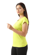 Women's Green Slim Fit Athleisure Crew Neck T-Shirt
