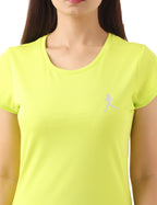 Women's Green Slim Fit Athleisure Crew Neck T-Shirt