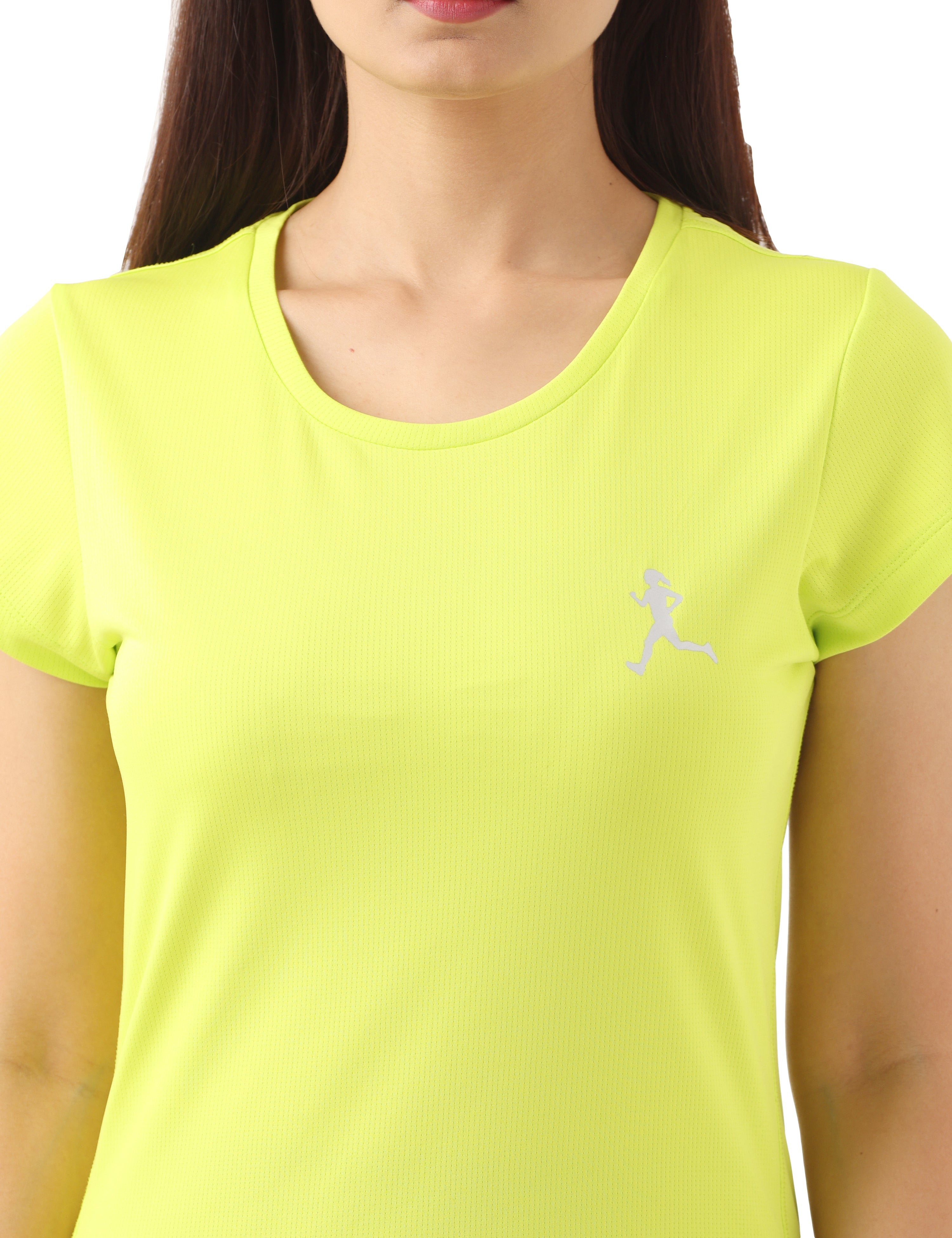 Women's Green Slim Fit Athleisure Crew Neck T-Shirt