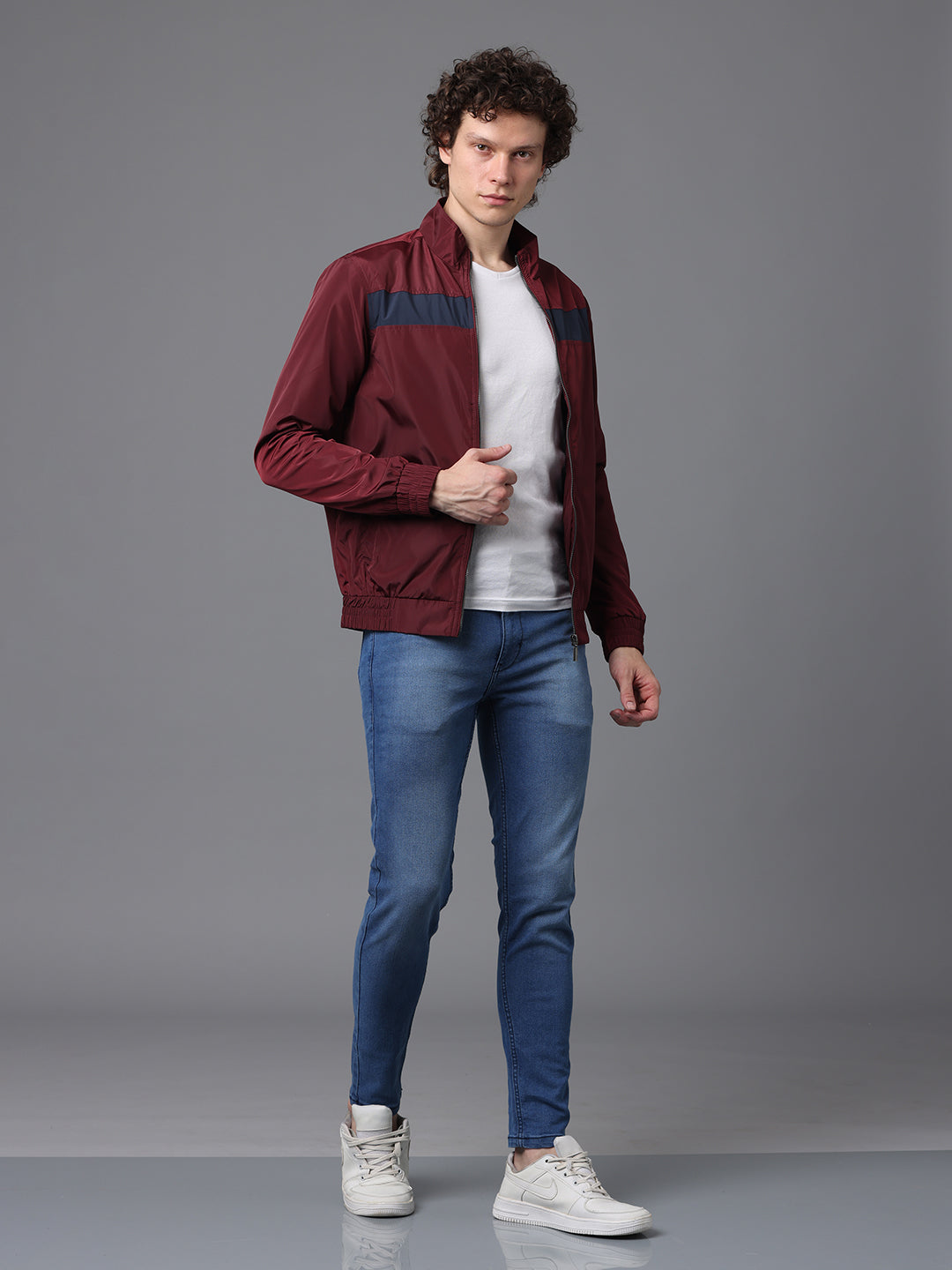 Men's Maroon Slim Fit Full Sleeve Jacket