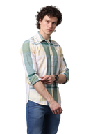 Men's Long Sleeve Checkered Slim Fit Casual Shirt