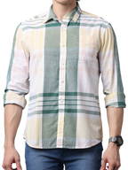 Men's Long Sleeve Checkered Slim Fit Casual Shirt