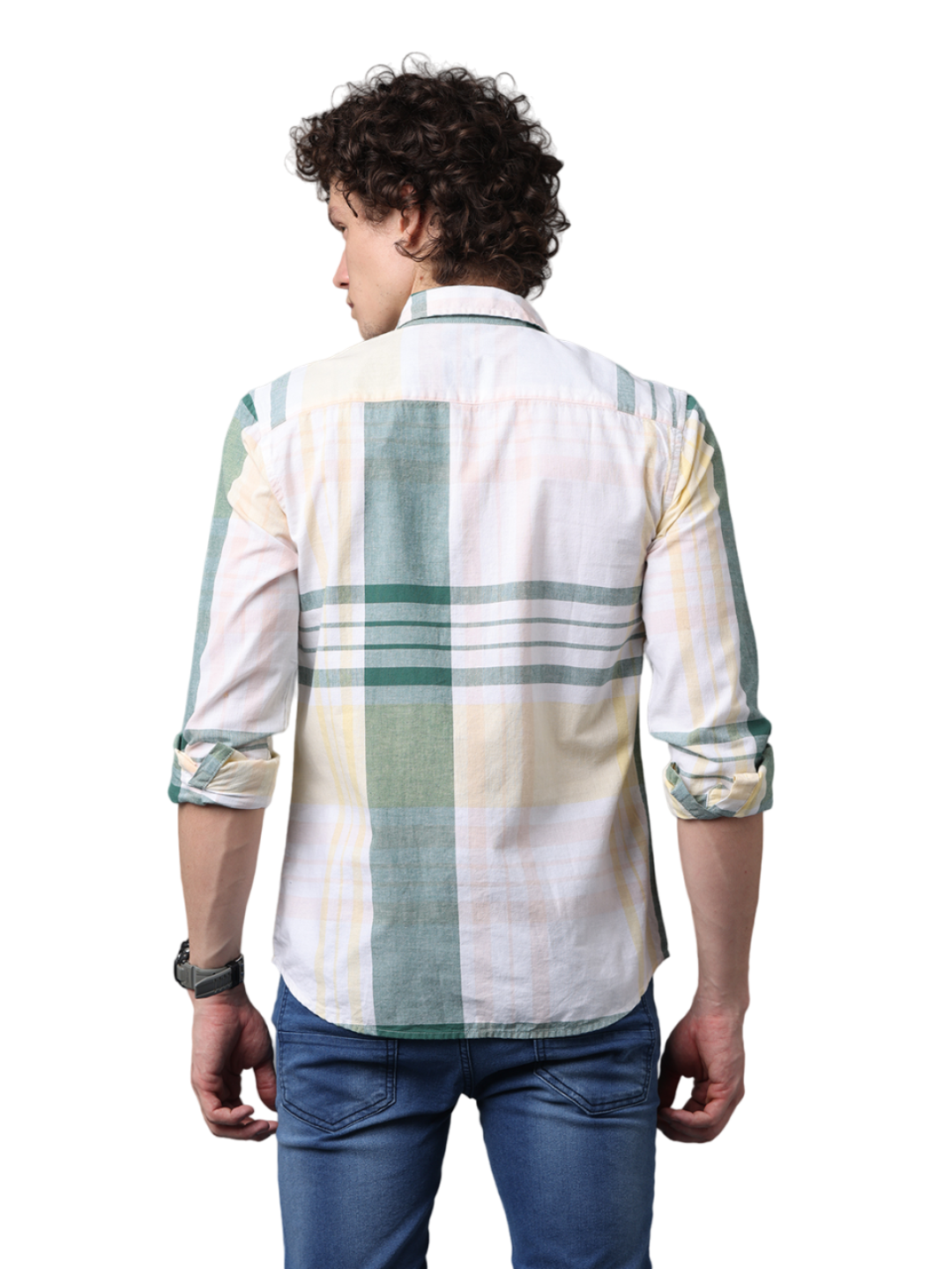 Men's Long Sleeve Checkered Slim Fit Casual Shirt