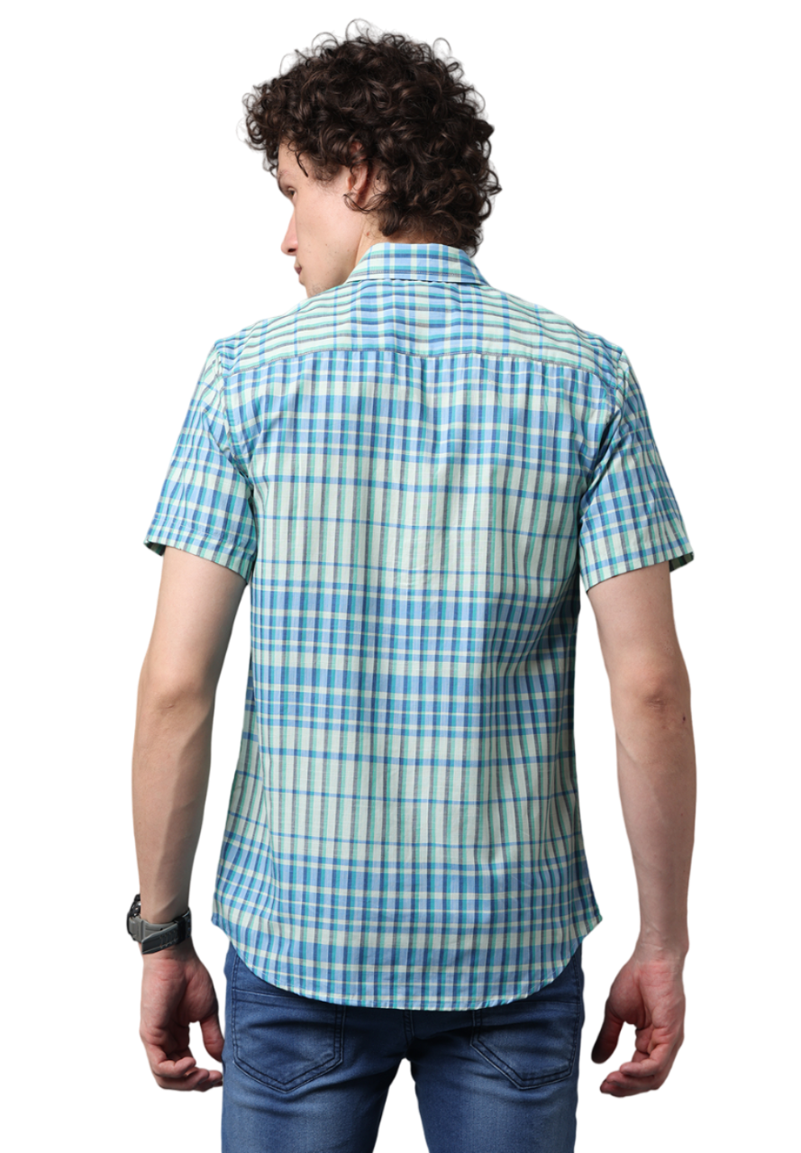 Men's Half Sleeve Checked Slim Fit Casual Shirt