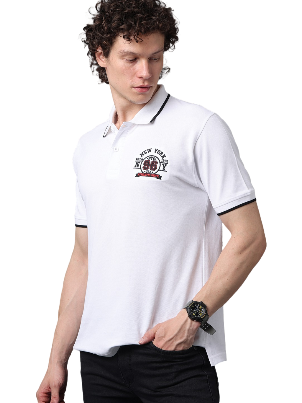 Men's Classic Half Sleeves White Polo T-Shirt