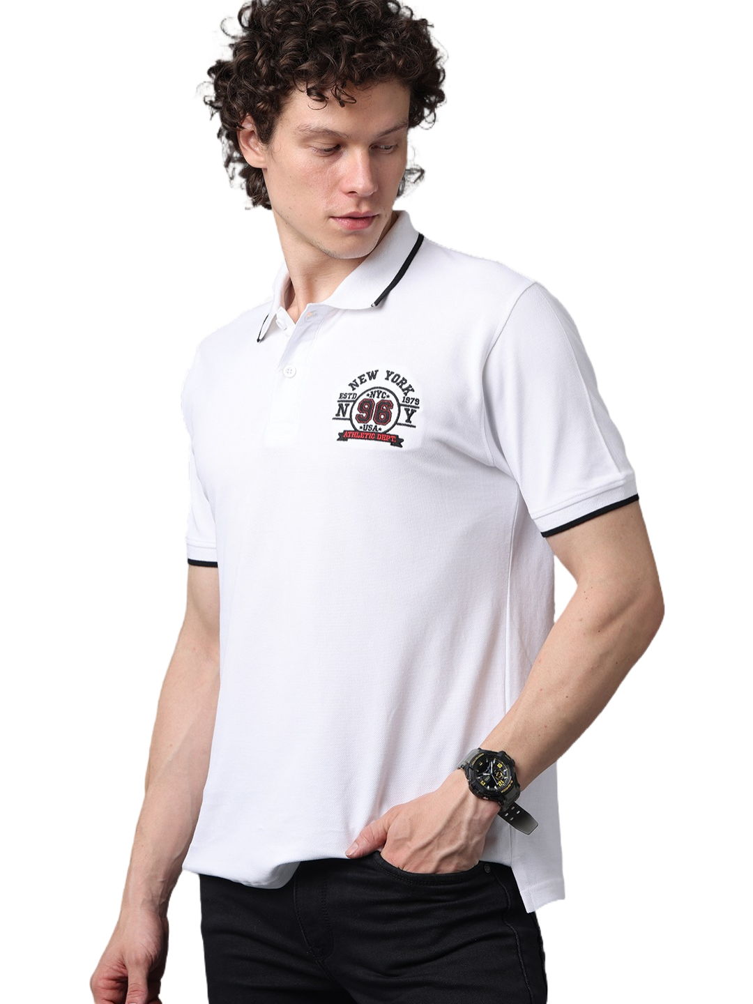 Men's Classic Half Sleeves White Polo T-Shirt