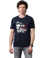 Men's Navy Blue Printed Round Neck T-Shirt