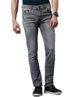Men's Grey Slim Fit Strechable Faded Denim Jeans