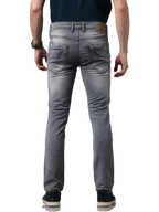 Men's Grey Slim Fit Strechable Faded Denim Jeans