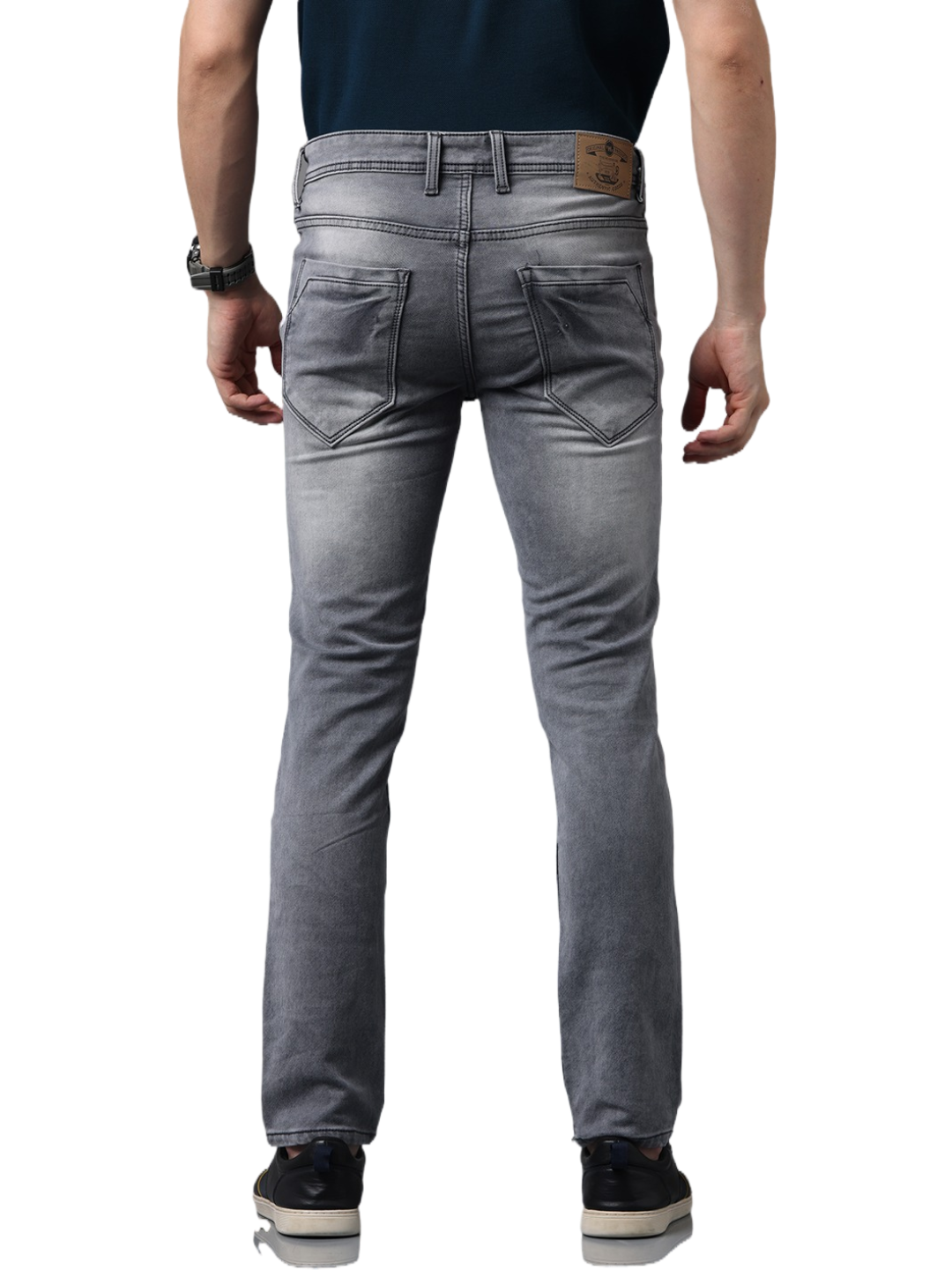Men's Grey Slim Fit Strechable Faded Denim Jeans