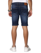 Men's Dark Blue Slim Fit Strechable Denim Shorts