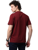Men's Printed Round Neck Maroon T-Shirt