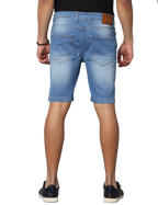 Men's Light Blue Slim Fit Light Faded Denim Shorts, Light Indigo