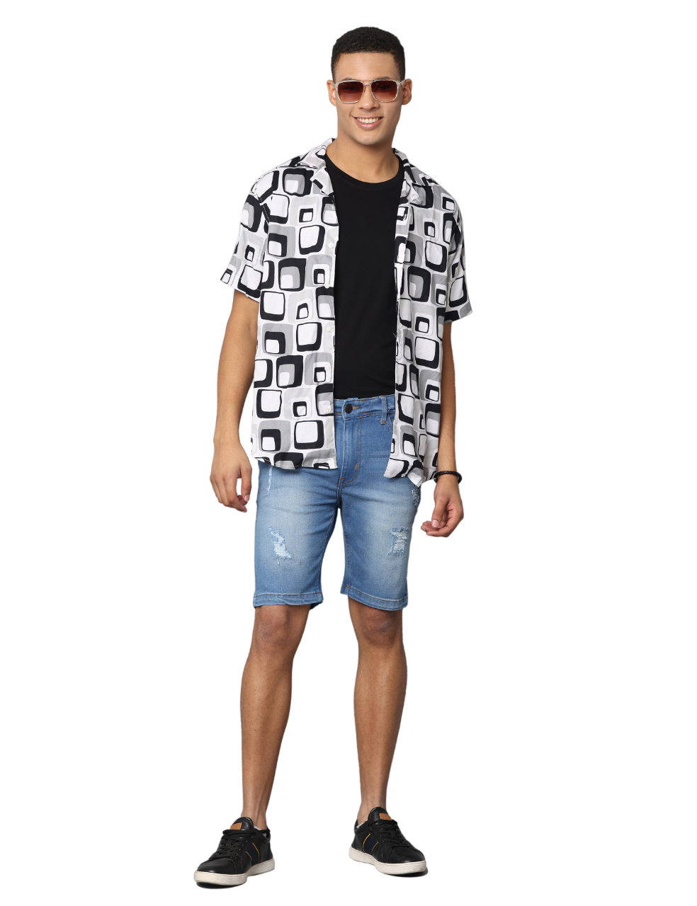 Men's Light Blue Slim Fit Light Faded Denim Shorts, Light Indigo