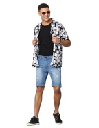 Men's Light Blue Slim Fit Light Faded Denim Shorts, Light Indigo