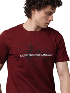 Men's Maroon Printed Round Neck T-Shirt