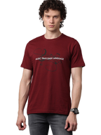 Men's Maroon Printed Round Neck T-Shirt