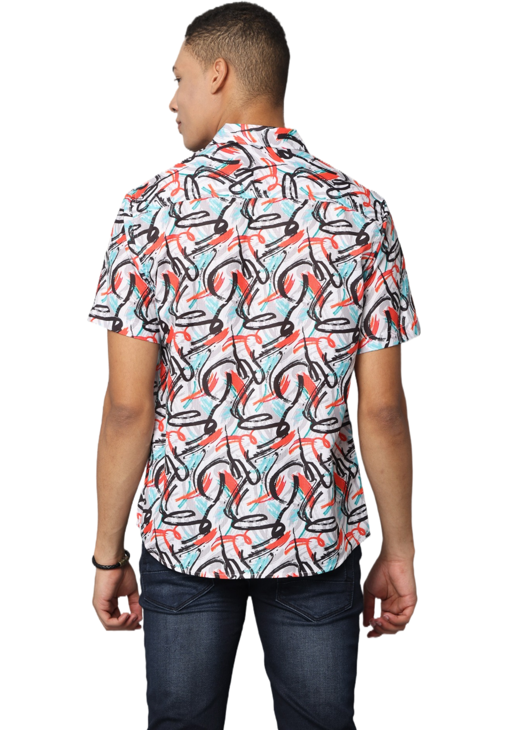 Men's Abstract Print Short Sleeves Casual Shirt