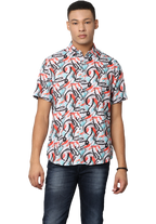 Men's Abstract Print Short Sleeves Casual Shirt