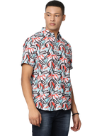 Men's Abstract Print Short Sleeves Casual Shirt