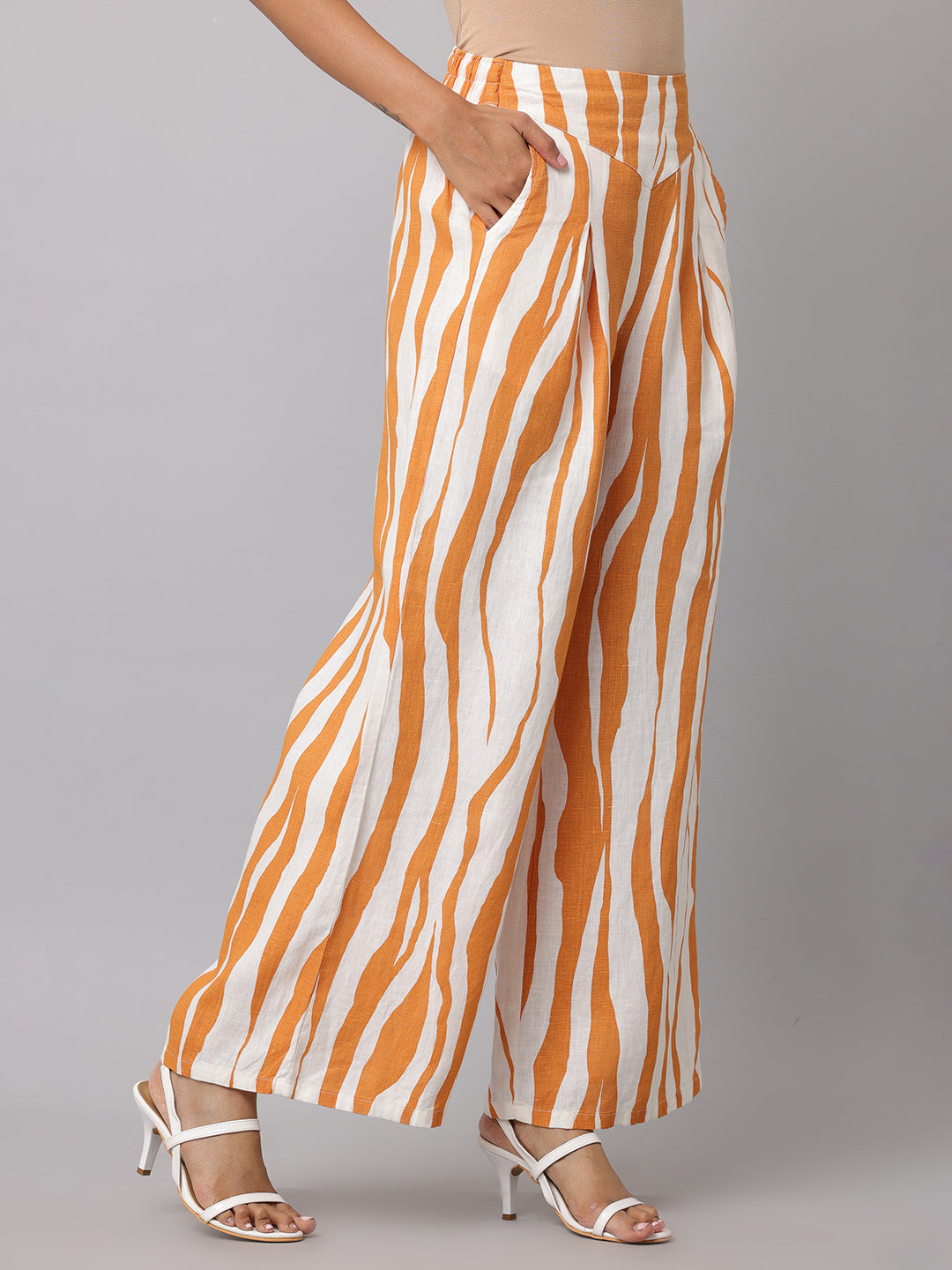 Women's Multi Colour Printed Linen Palazzo