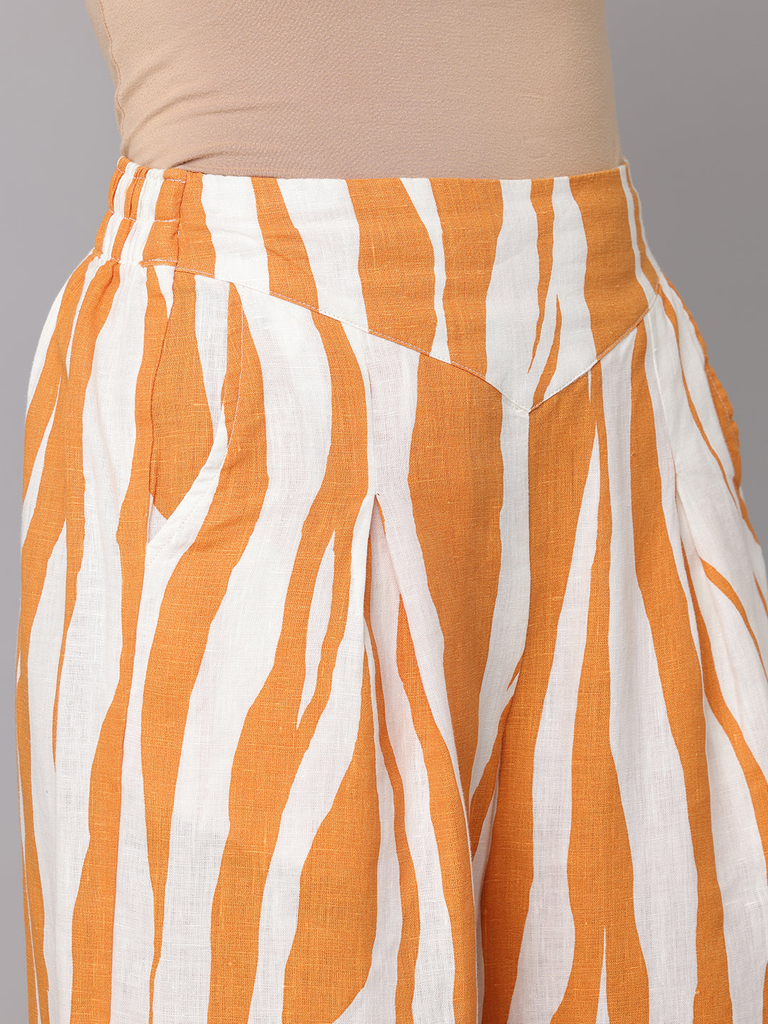 Women's Multi Colour Printed Linen Palazzo