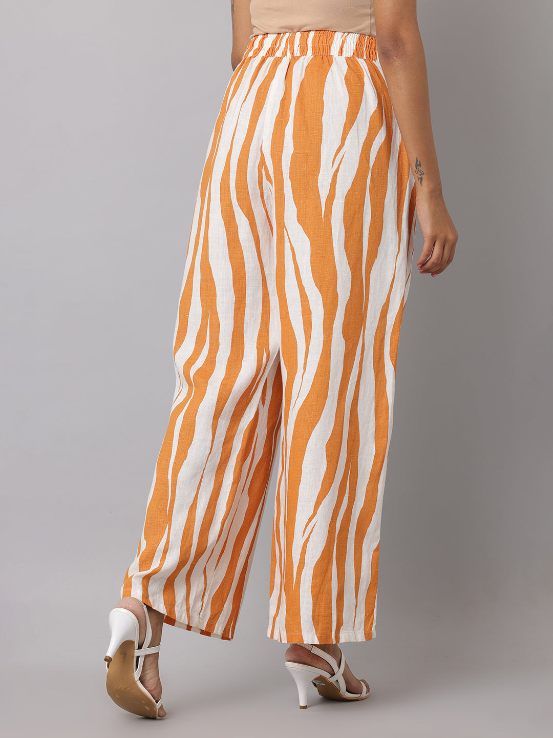 Women's Multi Colour Printed Linen Palazzo