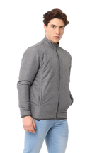 Men's Slim fit Full Sleeve Puffer Jacket, Light Grey
