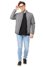 Men's Slim fit Full Sleeve Puffer Jacket, Light Grey