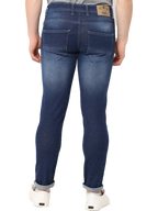 Men's Dark Blue Stone Wash Distressed Denim Jeans