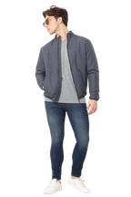 Men's Slim fit Full Sleeve Puffer Jacket, Dark Grey