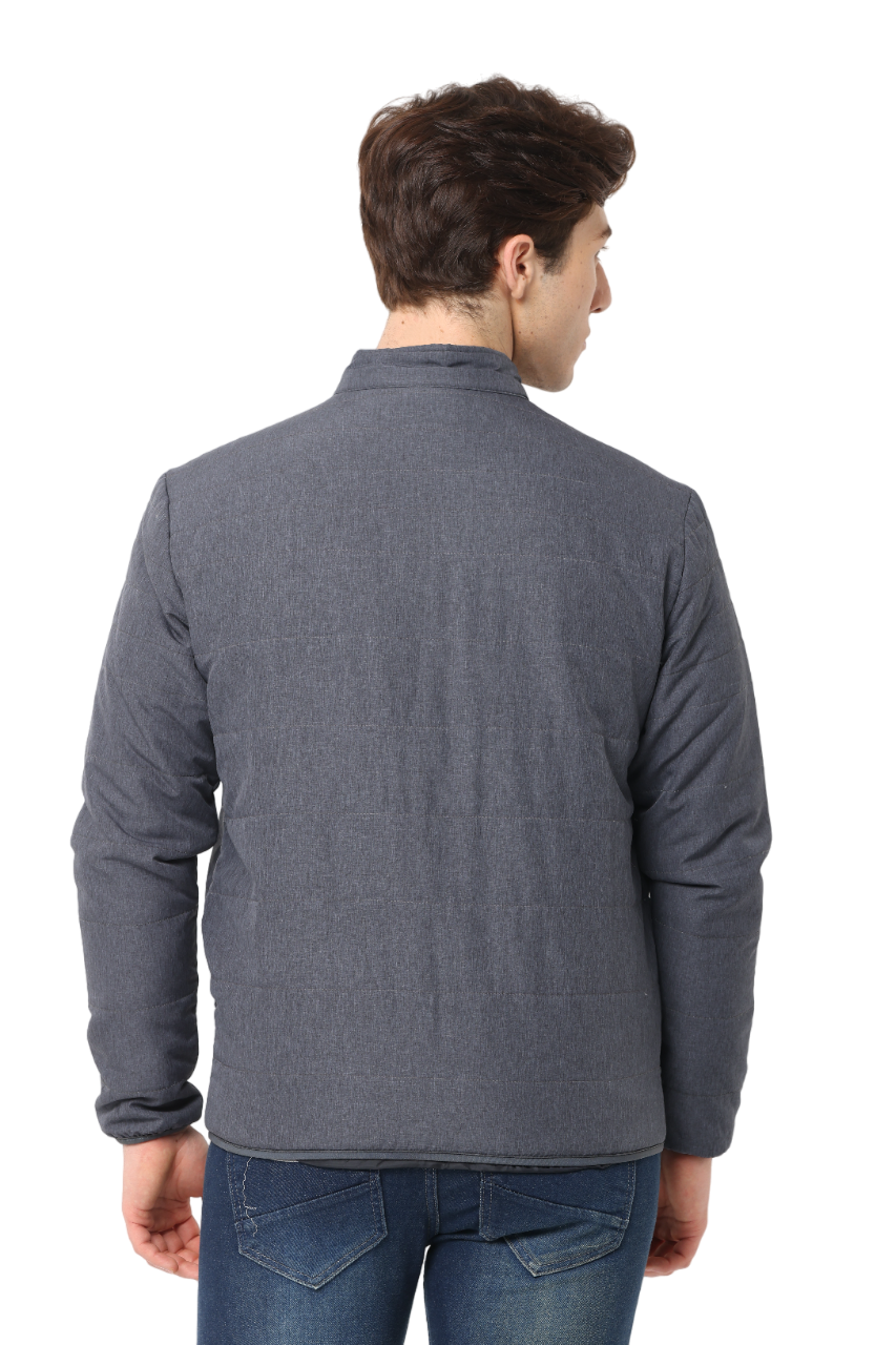 Men's Slim fit Full Sleeve Puffer Jacket, Dark Grey