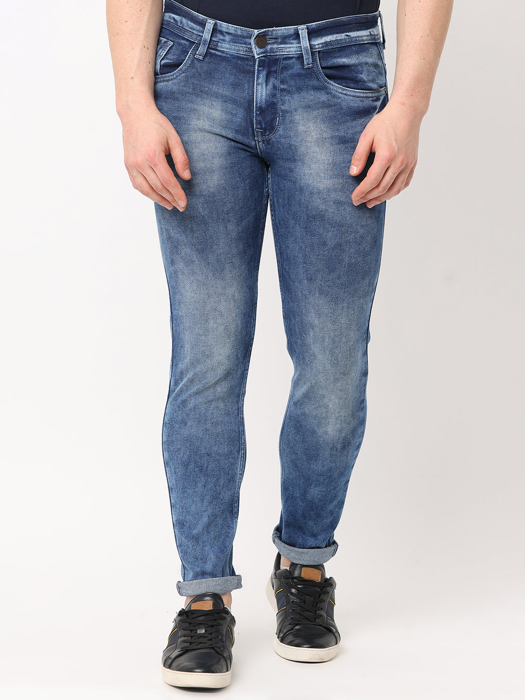 Men's Navy Blue Slim Fit Strechable Jeans