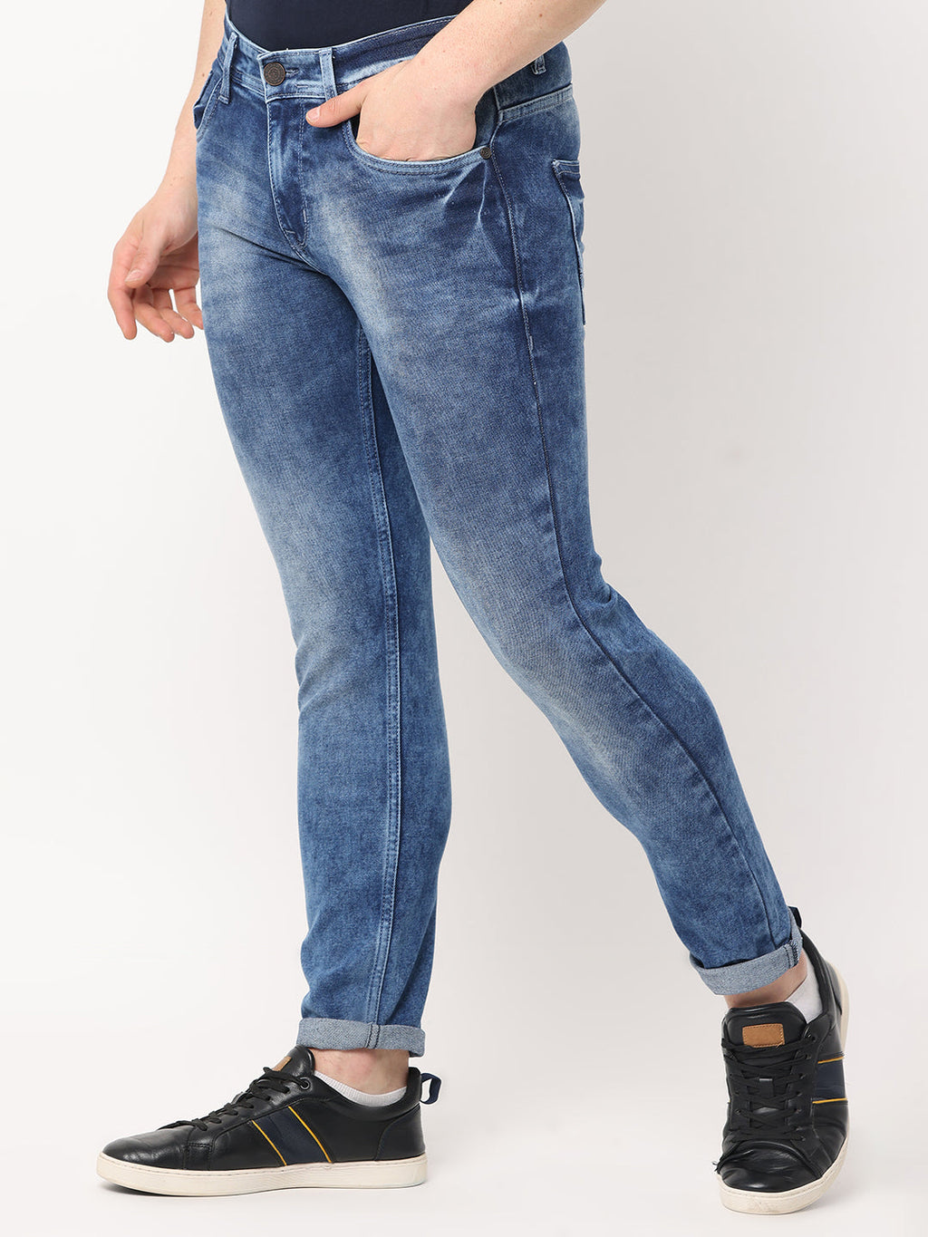 Men's Navy Blue Slim Fit Strechable Jeans