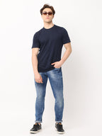 Men's Navy Blue Slim Fit Strechable Jeans