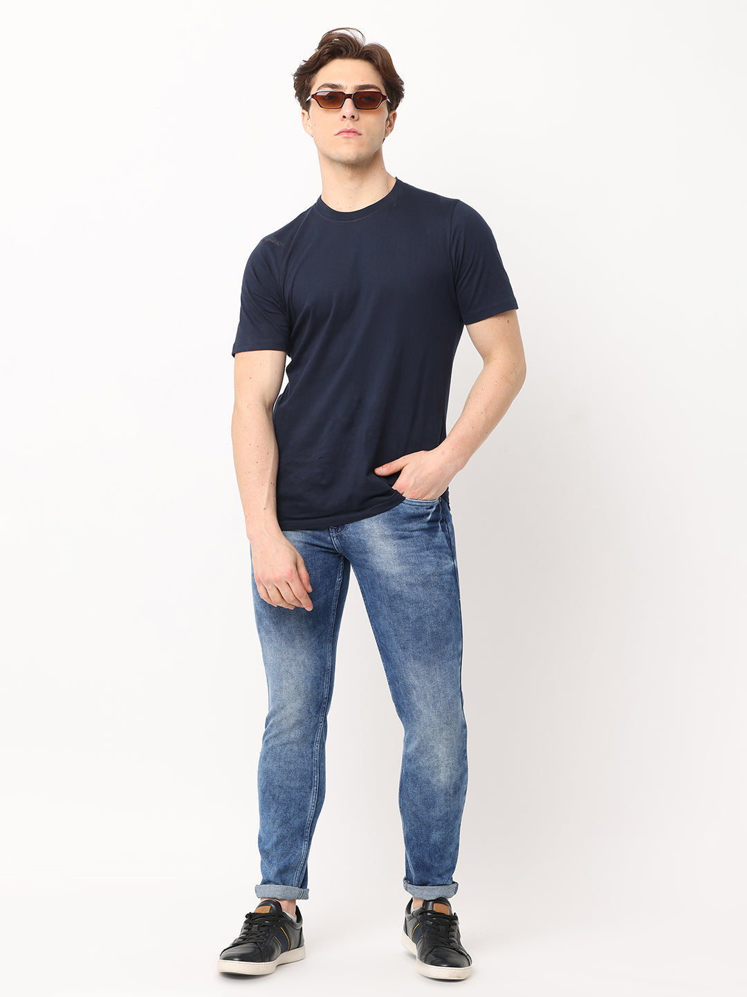 Men's Navy Blue Slim Fit Strechable Jeans