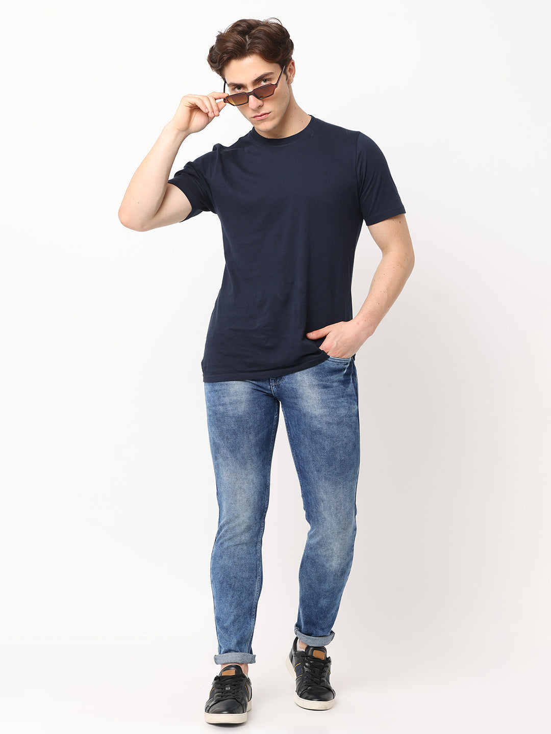 Men's Navy Blue Slim Fit Strechable Jeans