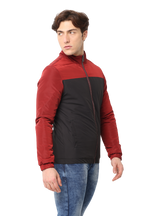 Men's Slim fit Cut & Sew Full Sleeve Poly Fill Jacket, Black Red