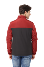 Men's Slim fit Cut & Sew Full Sleeve Poly Fill Jacket, Black Red