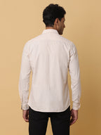 Men's Beige Slim Fit Solid Full Sleeve Casual Shirt