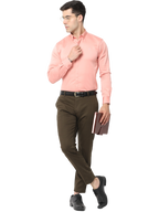 Men's Slim Fit, Brown Cotton Chino Pants