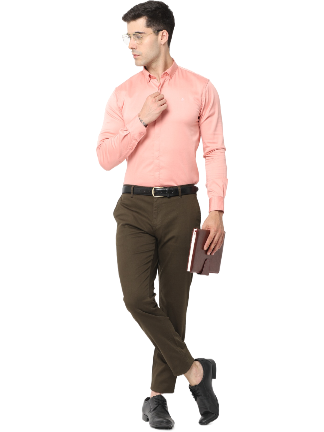 Men's Slim Fit, Brown Cotton Chino Pants